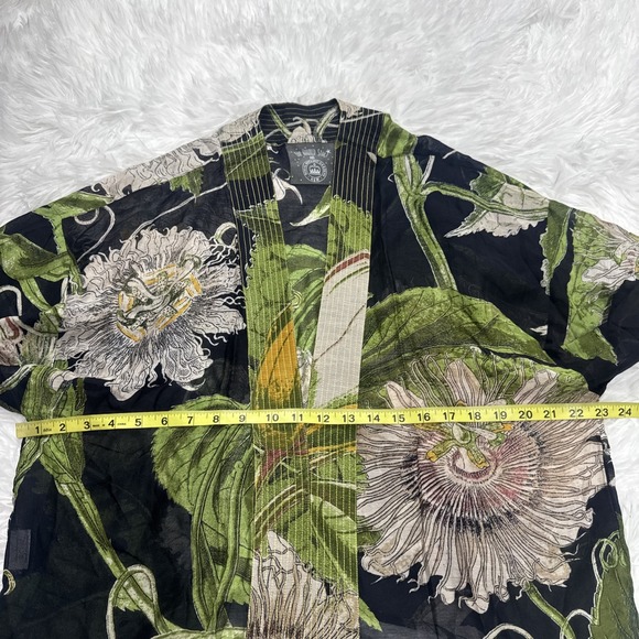 One Hundred Stars Kimono OS New Passion Floral Vibrant Open Front Relaxed Light - Picture 5 of 10